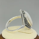Sterling Silver Marquise Mother of Pearl Marcasite Ring