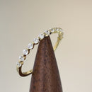 Solid 14K Yellow Gold Row Round Clear CZ Ring