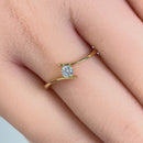 Solid 14K Yellow Gold Modern Spiral Round CZ Engagement Ring