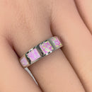 Sterling Silver 5 Bar Pink Lab Opal Ring