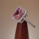 Sterling Silver Pink Halo CZ Ring