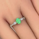 Sterling Silver Enchanted Oval Green Lab Opal CZ Ring