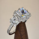 Sterling Silver Classic Princess, Emerald & Round Cut Clear CZ Ring