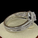 Sterling Silver Halo CZ Wedding Set Ring