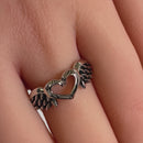 Sterling Silver Wings Heart Ring