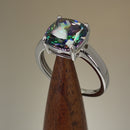 Sterling Silver Cushion Cut Rainbow Topaz CZ Ring