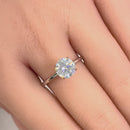 Solid 14K White Gold Solitaire Round CZ Engagement Ring