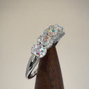 Sterling Silver Elegant Five-Stone Oval Iridescent CZ Ring