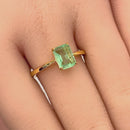 Sterling Silver Gold Plated Light Green CZ Crackle Effect Ring