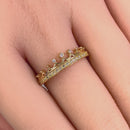 Solid 14K Yellow Gold Princess Crown Diamond Ring