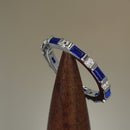 Sterling Silver Blue Sapphire and White CZ Eternity Ring