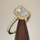 Solid 14K Yellow Gold Radiant Cut Halo CZ Engagement Ring
