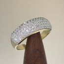 Solid 14K Yellow Gold & White Gold Plated Pave CZ Ring
