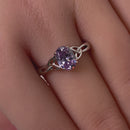 Sterling Silver Charmed Lavender Oval  CZ Ring