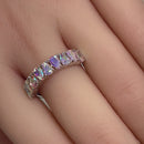 Sterling Silver Pear-Shaped Iridescent Rainbow CZ Ring