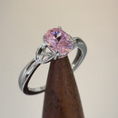 Sterling Silver Charmed Oval Pink CZ Ring