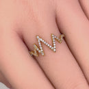 Solid 14K Yellow Gold Heartbeat CZ Ring