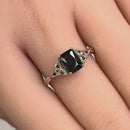 Sterling Silver Rectangle Black Celtic CZ Ring