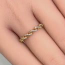 Solid 14K Yellow Gold Half Eternity Twist Round CZ Ring