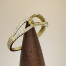 Solid 14K Yellow Gold String Knot Round CZ Ring