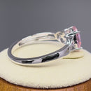 Sterling Silver Charmed Oval Pink CZ Ring