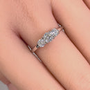 Solid 14K White Gold Triple Round Cut CZ Engagement Ring