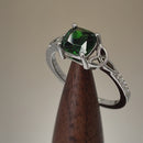 Sterling Silver Square Emerald Celtic CZ Ring