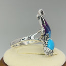 Sterling Silver Simulated Turquoise Fish Ghost Marcasite Ring