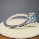 Sterling Silver Double Heart Blue Topaz CZ Ring