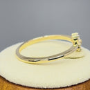 Solid 14K Yellow Gold Dainty Flower Diamond Ring