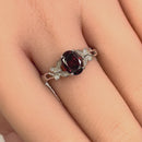 Sterling Silver Double Butterfly Dark Garnet Center Stone CZ Ring