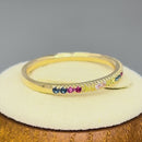 Solid 14K Yellow Gold Colorful CZ Ring