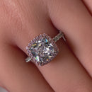 Sterling Silver Two Tone Rose Gold Plated Cushion Cut Clear & Pink CZ Ring