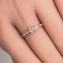 Solid 14K Gold Five Stone Engagement CZ Ring