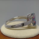 Sterling Silver Cushion Cut Rainbow Topaz CZ Ring