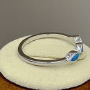 Sterling Silver Triple Marquise Blue Lab Opal Ring