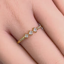 Solid 14K Yellow Gold Triple Princess Cut CZ Ring