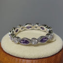 Sterling Silver Round & Marquise Amethyst CZ Eternity Ring
