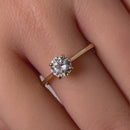 Solid 14K Yellow Gold Round Solitaire CZ Ring