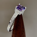 Sterling Silver Cushion Amethyst CZ Ring