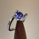 Sterling Silver Round Bezel Tanzanite CZ Ring