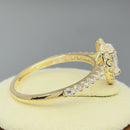 Solid 14K Yellow Gold Pear Cut Halo CZ Engagement Ring