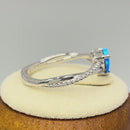 Sterling Silver Blue Lab Opal Heart Beaded Twist Ring