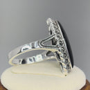 Sterling Silver Black Onyx Diamond Shape Marcasite Ring