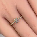 Solid 14K Yellow Gold Flower CZ Ring