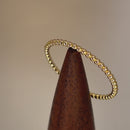 Solid 14K Yellow Gold Thin Beaded Ring