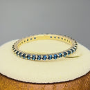 Solid 14K Yellow Gold Eternity Blue Sapphire CZ Ring