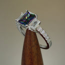 Sterling Silver Rectangular Rainbow Topaz CZ Ring