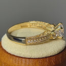 Solid 14K Yellow Gold Round 7mm Clear CZ Engagement Ring