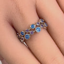 Sterling Silver Aqua Blue & Amethyst Elegant CZ Ring